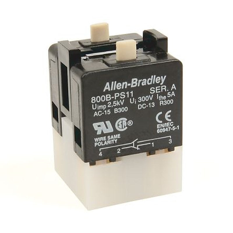 Allen Bradley Bulletin 800B Series Push Button, 120V, Green, White, Red Light