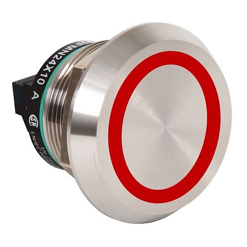 Allen Bradley 800K Series Illuminated Push Button Switch, Momentary, Flush, Panel, 22 mm Cutout, SPST, Red LED, IP68,