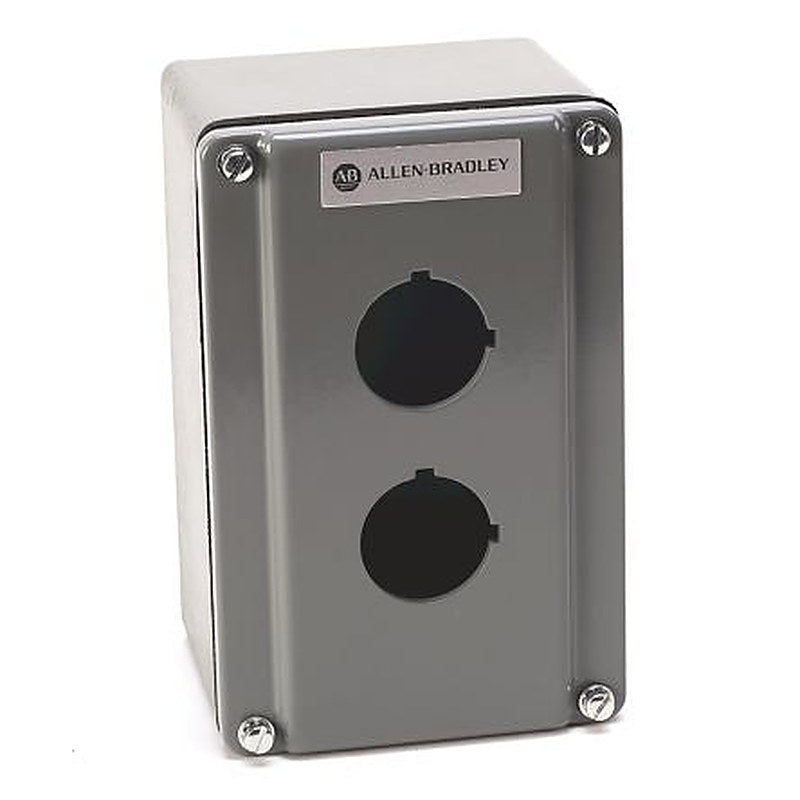 Allen Bradley Grey Plastic 800T Push Button Enclosure - 2 Hole 30 mm Diameter