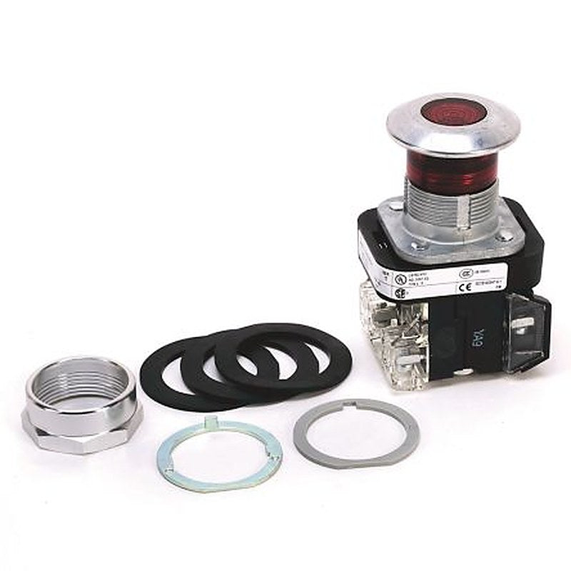 Allen Bradley 800T Series Illuminated Push Button Switch, Maintained, Panel, 30 mm Cutout, SPDT, Red LED, IP65, IP66,