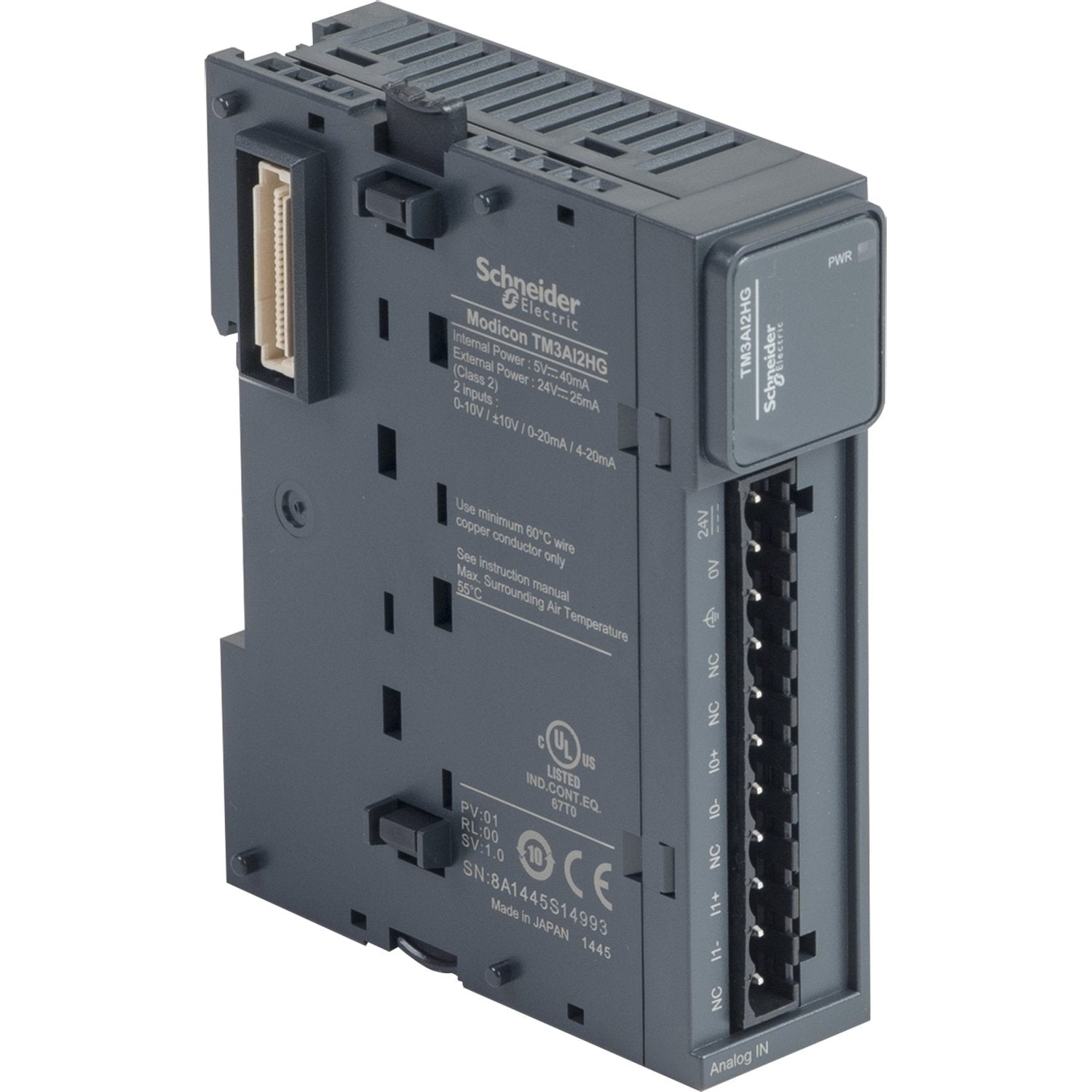 Modicon TM3 - Analog Input Modules Analog input modules for Modicon M221, M241 and M251 logic controllers Modicon TM3 analog input modules Types with different numbers of analog inputs Types with voltage, current or temperature inputs available Terminal block with screw or spring connectors Schneider Electric PLC I/O Module, Spring Terminals, 2 Analogue Inputs - FC4A Series - TM3AI2HG Channel extra process data into your control system with this PLC I/O module from Schneider Electric. It directly connects a
