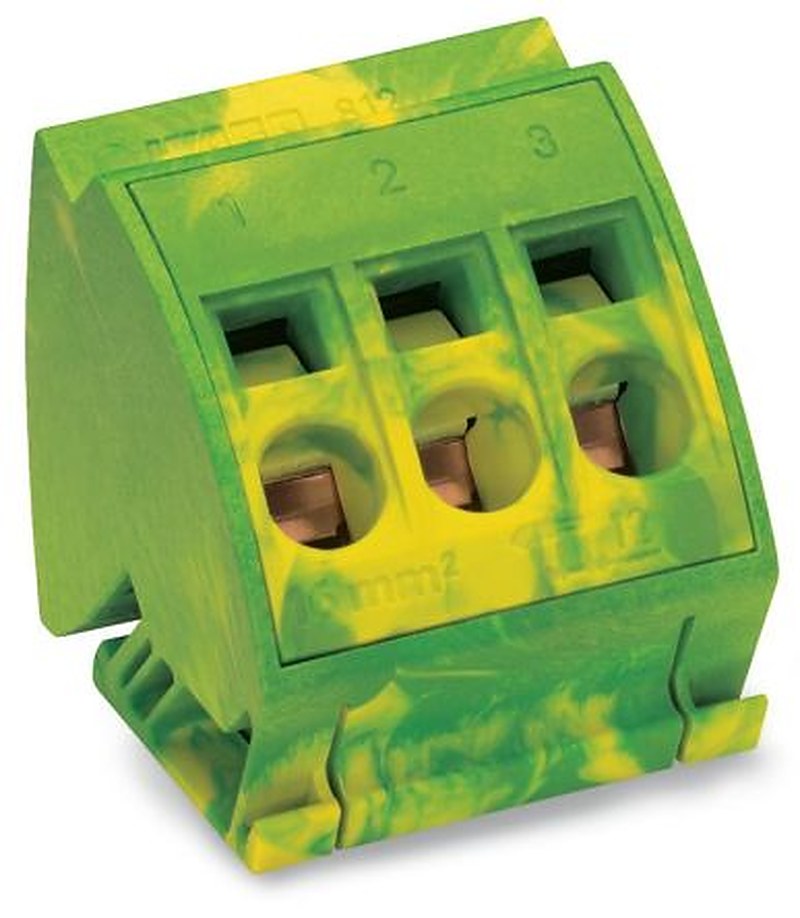 WAGO 812 Series Terminal Block, 3-Way, 14AWG, 6 AWG Wire Cage Clamp