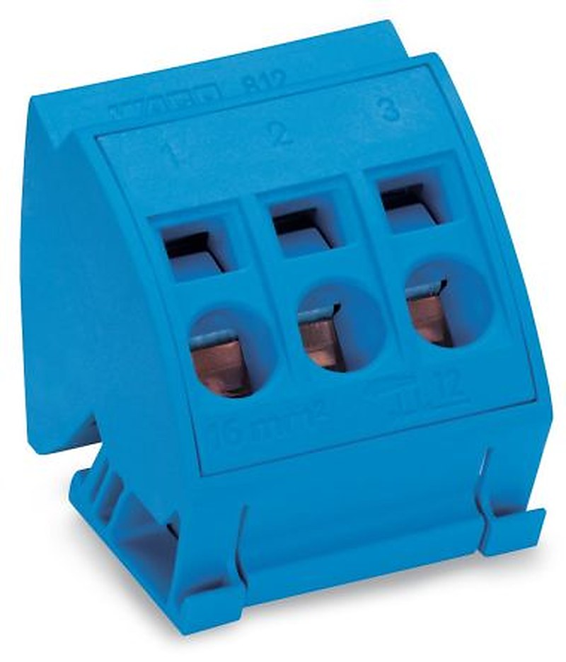 WAGO 812 Series Terminal Block, 3-Way, 14AWG, 6 AWG Wire, 96A Cage Clamp