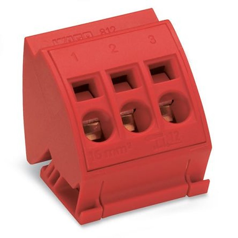 WAGO 812 Series Terminal Block, 3-Way, 14AWG, 6 AWG Wire, 96A Cage Clamp