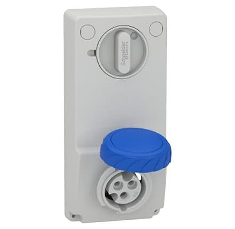 Schneider Electric Side Entry IP65 Industrial Interlock Socket 2+E, Earthing Position 6h, 16A, 250V