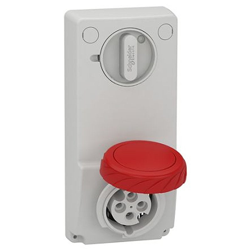 Schneider Electric, 82085 IP67 Grey Panel Mount Mount 3P+PE Straight Industrial Power Connector, 16A, 415V Phase