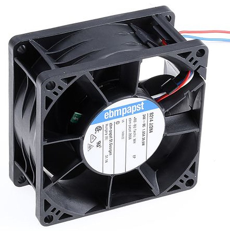 ebm-papst 8200 J Series Axial Fan, 24V dc, 222 m³/h, 38 W, IP68 80 mm 80mm 38 mm