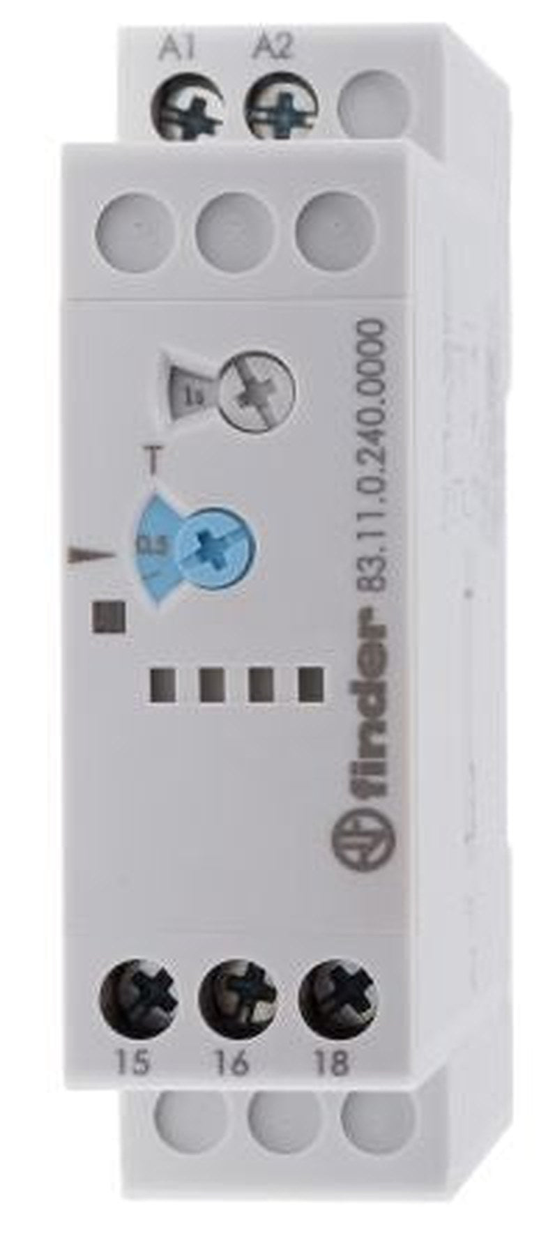 Finder 83 Series DIN Rail Timer Relay, 1-Contact, 24 V dc 24V ac, 240 V ac, 1-Function, SPDT Switch Configuration