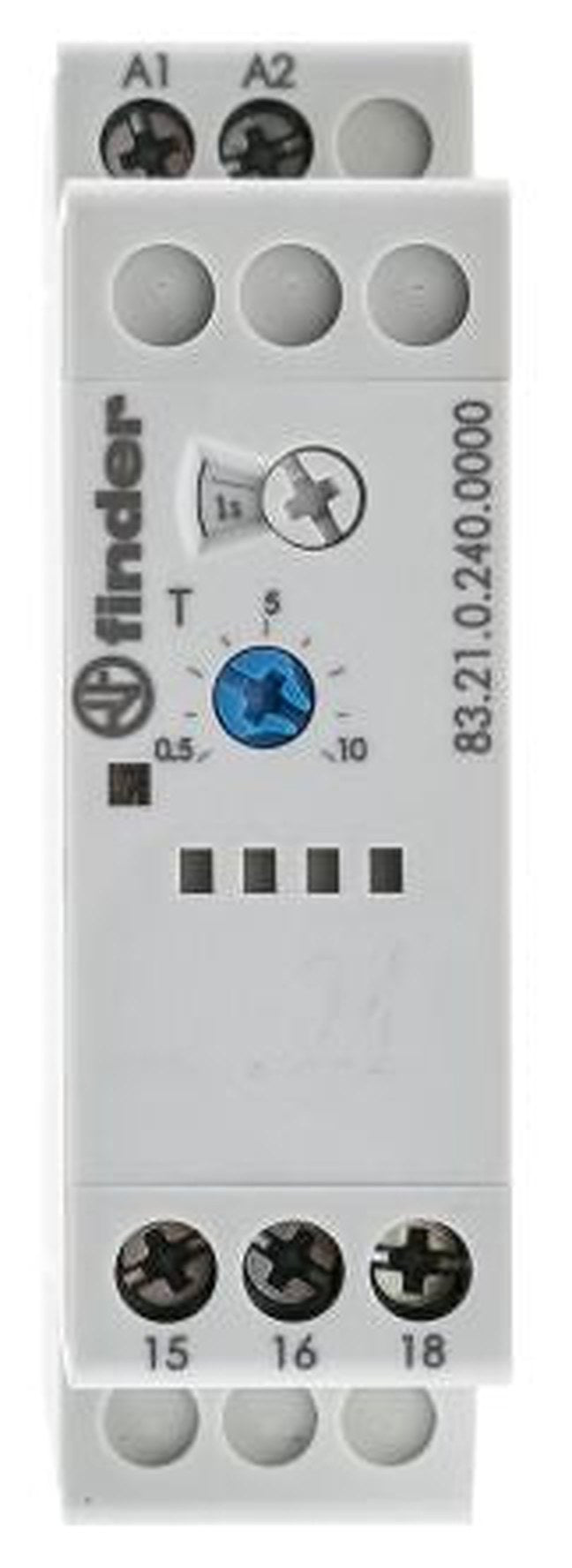 Finder 83 Series DIN Rail Timer Relay, 1-Contact, 240 V dc 240V ac, 0.05 to 10 d, 1-Function, SPDT Switch Configuration