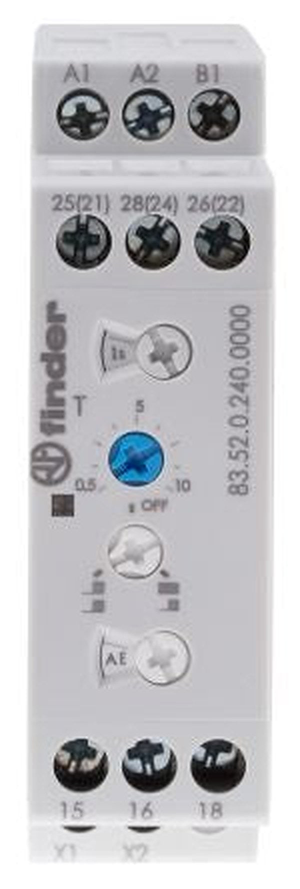 Finder 83 Series DIN Rail Timer Relay, 2-Contact, 24 to 240 V ac 24V ac, 240 V ac, 0.05 s to 10 Days,