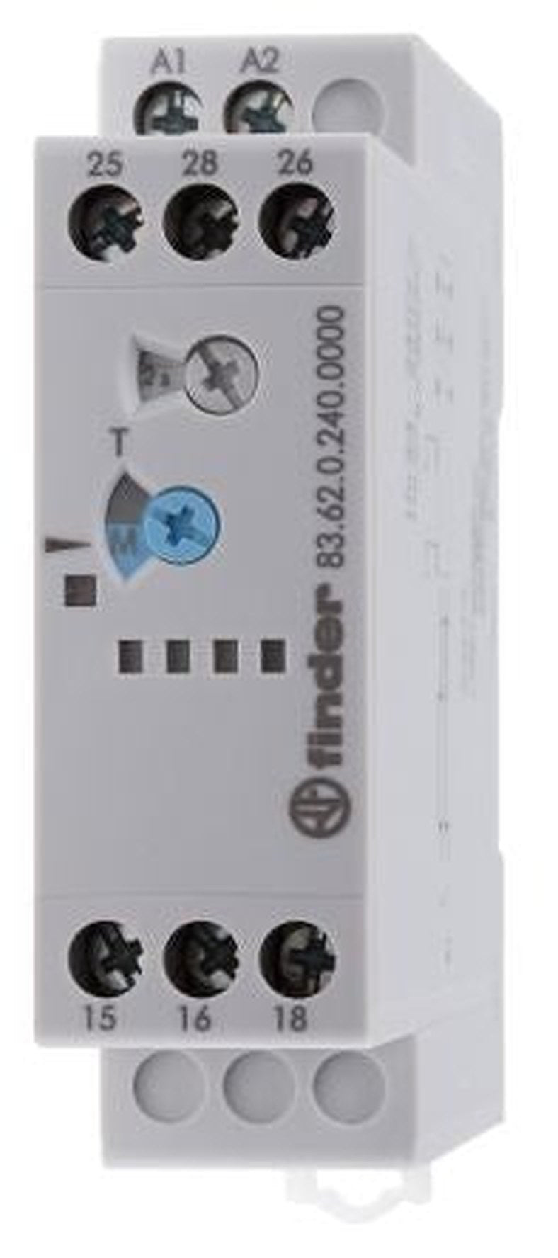 Finder 83 Series DIN Rail Timer Relay, 2-Contact, 24 to 240 V ac/dc 24V ac, 240 V ac, 0.05 to 180 s, 1-Function, SPDT