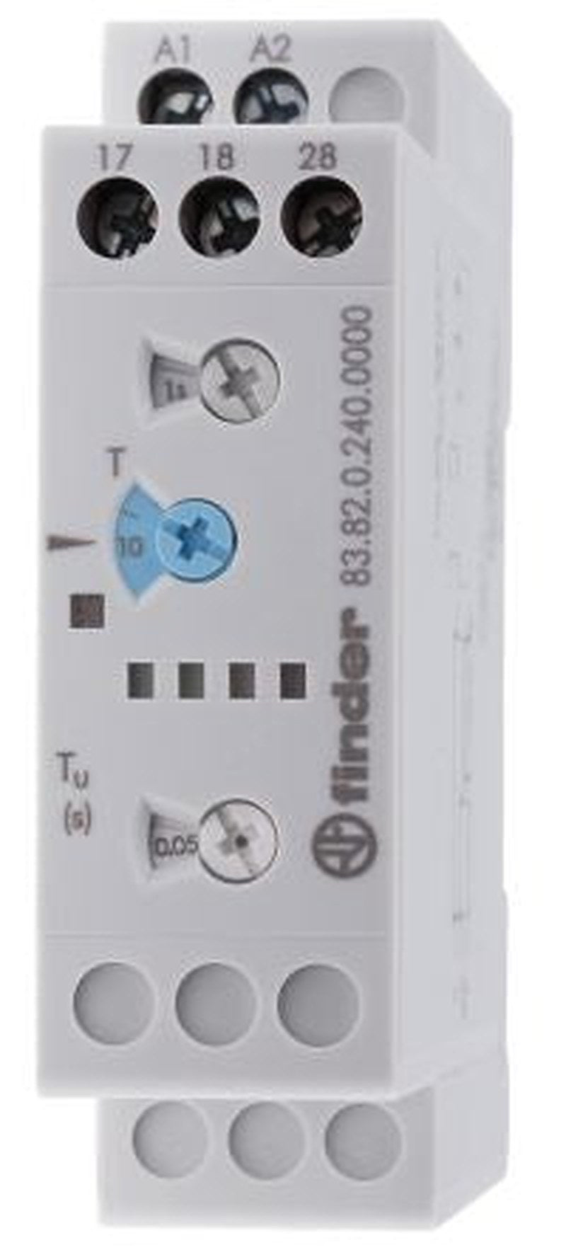 Finder 83 Series DIN Rail Timer Relay, 2-Contact, 24 V dc 24V ac, 240 V ac, 1-Function, DPST Switch Configuration