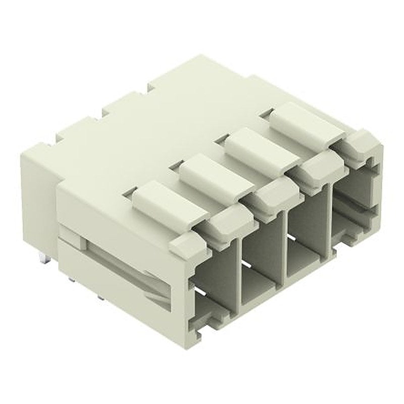 WAGO 831 Series Angled PCB PCB Header, 4 Contact(s), 7.62 mm Pitch, 1 Row, Shrouded