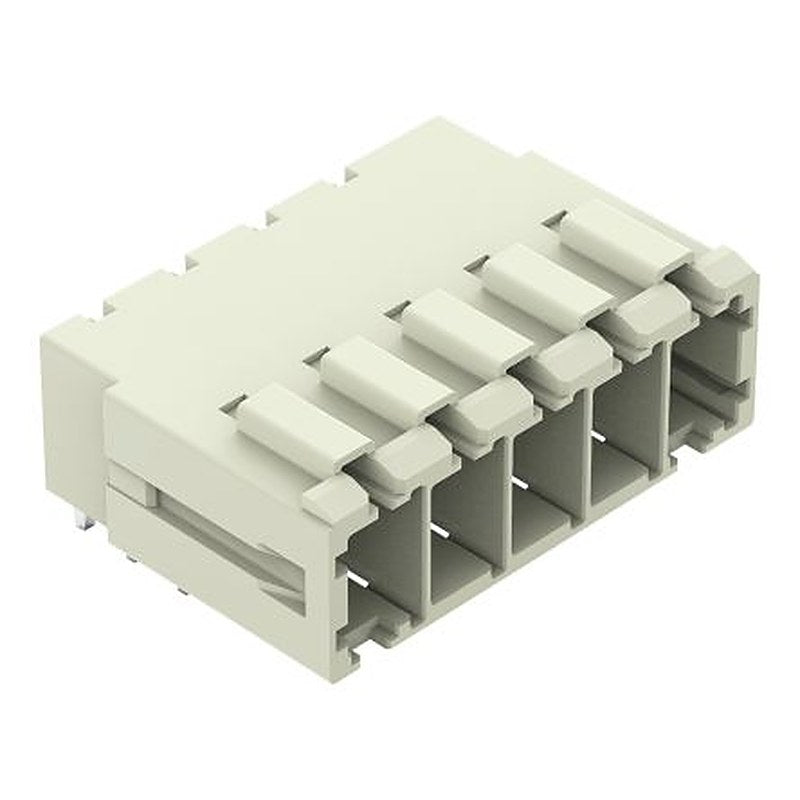 WAGO 831 Series Angled PCB PCB Header, 5 Contact(s), 7.62 mm Pitch, 1 Row, Shrouded