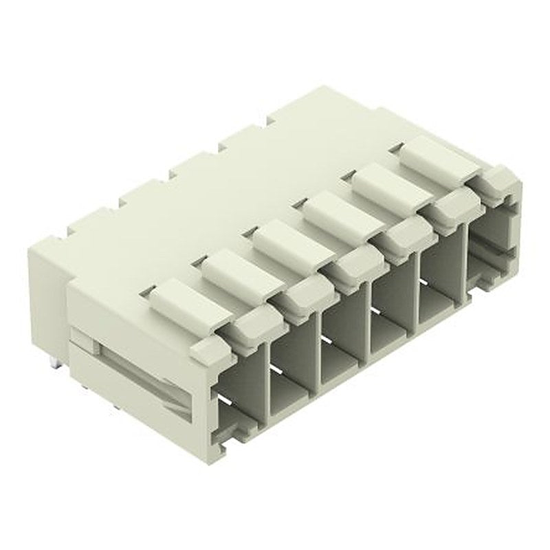 WAGO 831 Series Angled PCB PCB Header, 6 Contact(s), 7.62 mm Pitch, 1 Row, Shrouded