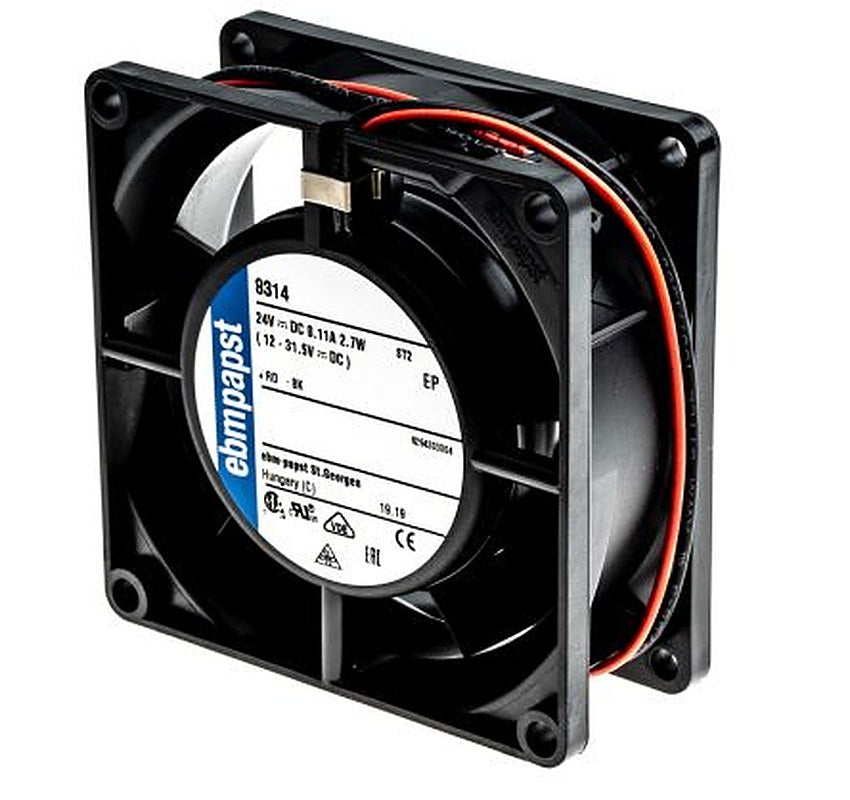 ebm-papst 8300 Series Axial Fan, 24V dc, 54 m³/h, 2.7 W, 113 mA Max, IP68 80 mm 80mm 32 mm