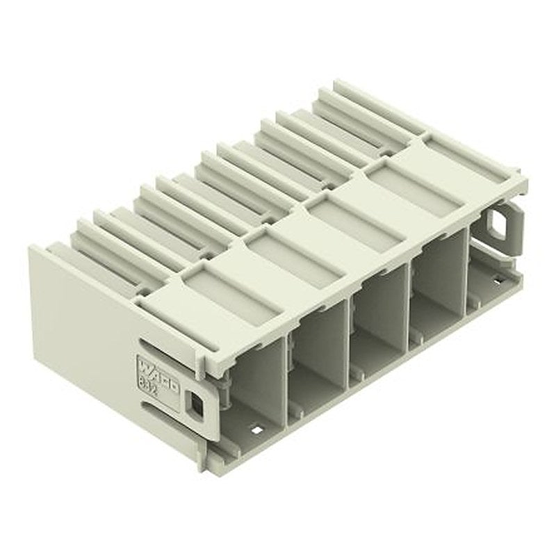 WAGO 832 Series Angled PCB PCB Header, 5 Contact(s), 10.16 mm Pitch, 1 Row, Shrouded