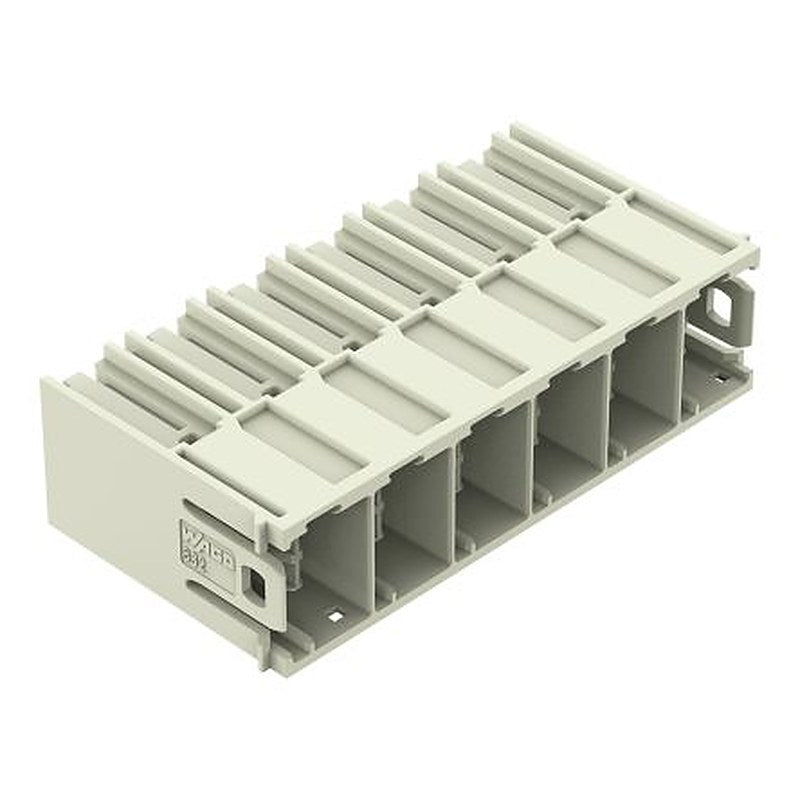 WAGO 832 Series Angled PCB PCB Header, 6 Contact(s), 10.16 mm Pitch, 1 Row, Shrouded