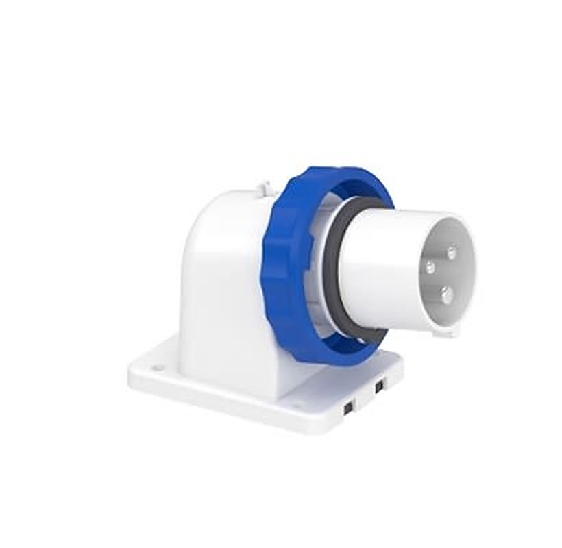 Schneider Electric, 8385 IP67 Grey Panel Mount Mount 2P+PE Angled Industrial Power Connector, 16A, 250V ac