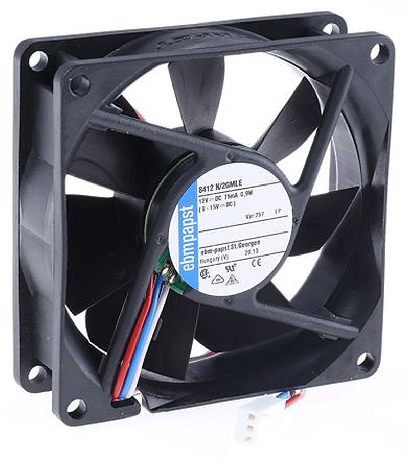 ebm-papst 8400 N Series Axial Fan, 12V dc, 45 m³/h, 900 mW, IP68 80 mm 80mm 25 mm