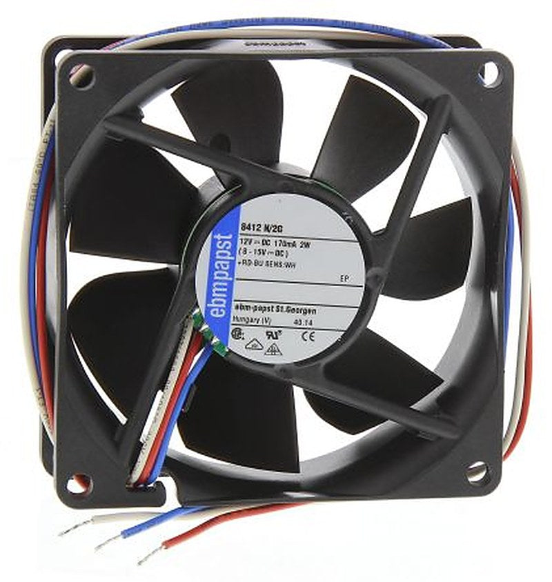 ebm-papst 8400 N Series Axial Fan, 12V dc, 69 m³/h, 2 W, 167 mA Max, IP68 80 mm 80mm 25 mm