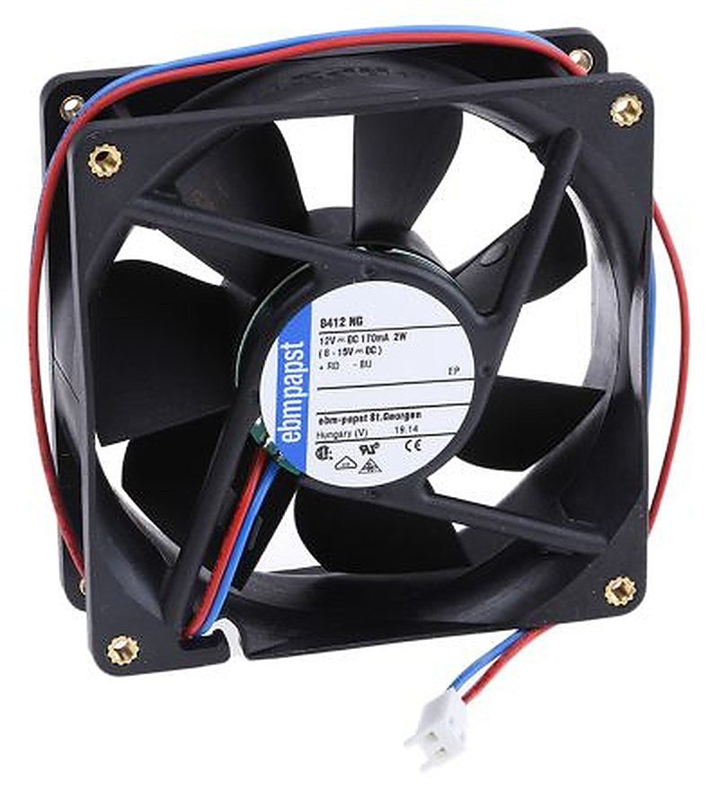 ebm-papst 8400 N Series Axial Fan, 12V dc, 69 m³/h, 2 W, IP20 80 mm 25mm 25 mm