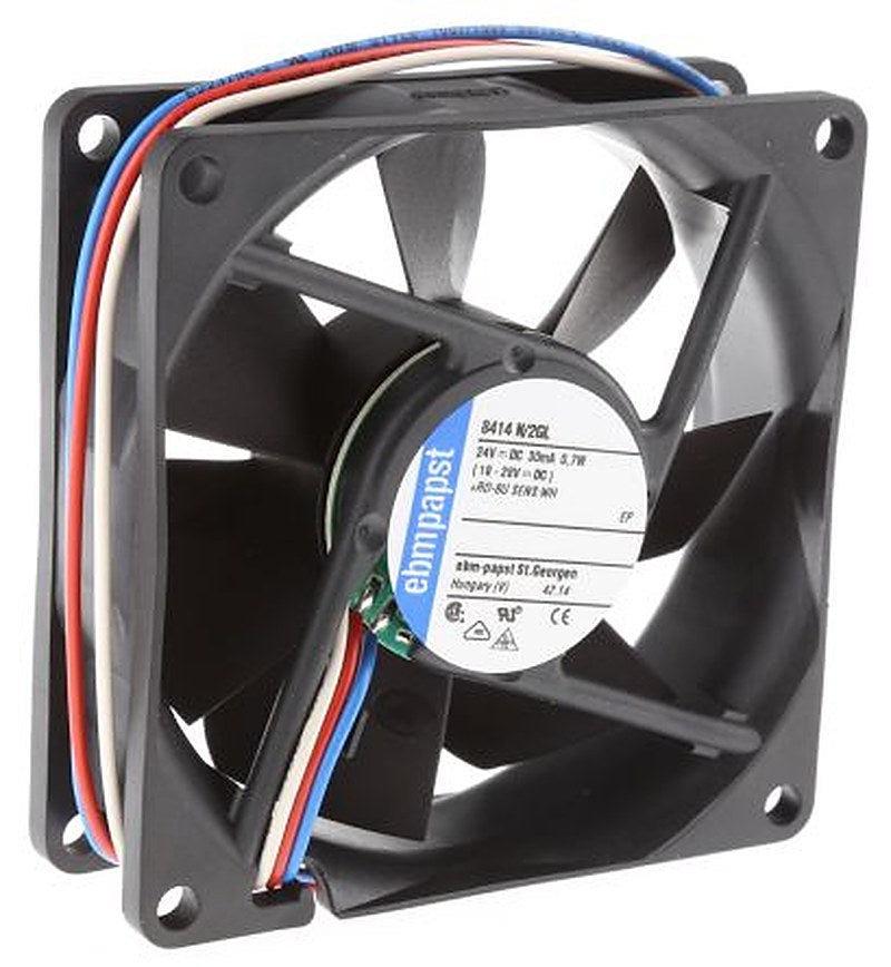 ebm-papst 8400 N Series Axial Fan, 24V dc, 33 m³/h, 700 mW, IP20 80 mm 80mm 25 mm