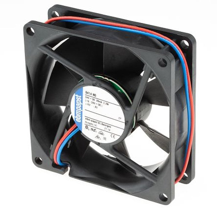 ebm-papst 8400 N Series Axial Fan, 24V dc, 69 m³/h, 2 W, 83 mA Max, IP20 80 mm 80mm 25 mm