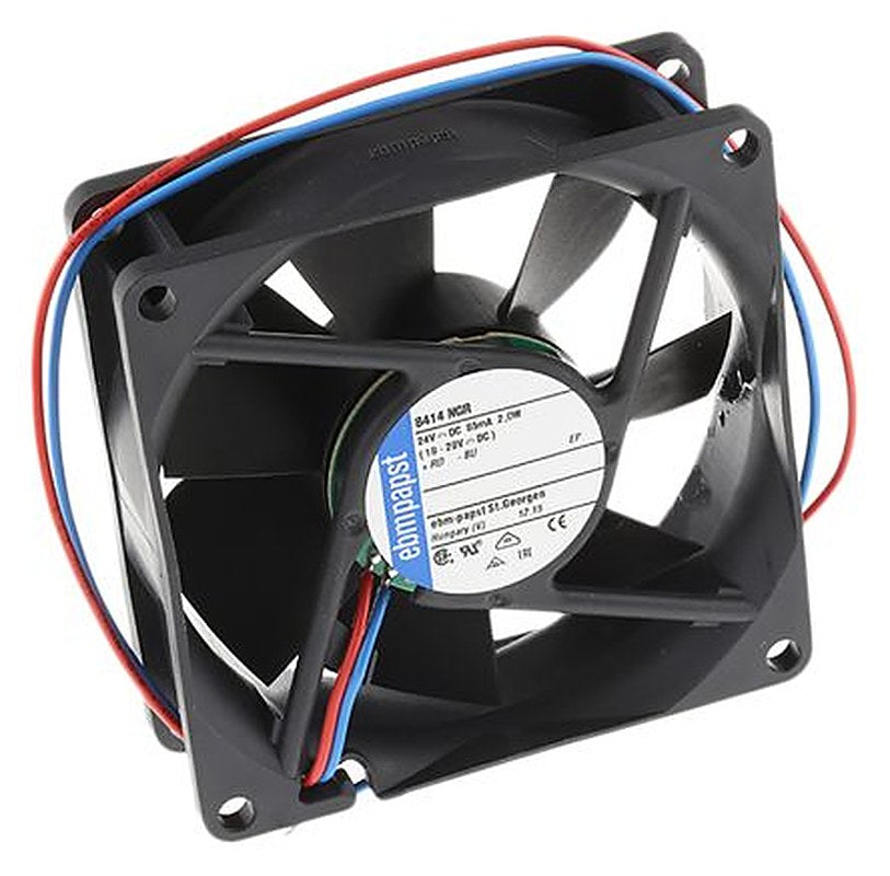 ebm-papst 8400 N Series Axial Fan, 24V dc, 69 m³/h, 2 W, 83 mA Max, IP20 80 mm 80mm 25 mm