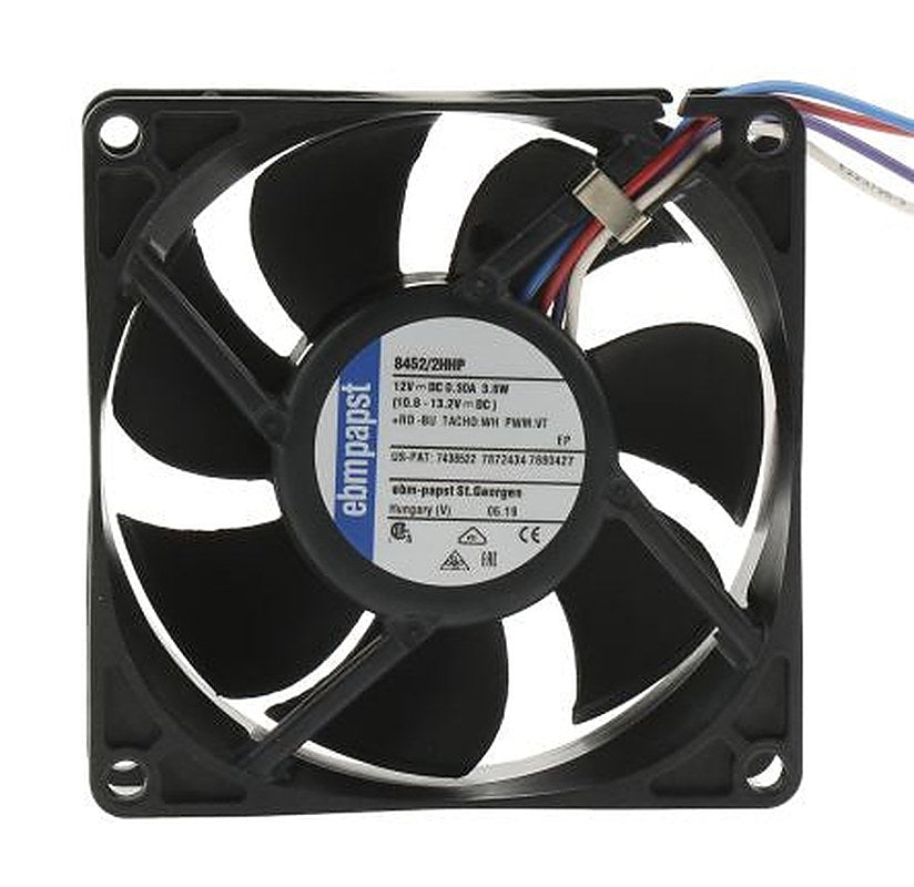ebm-papst 8450 Series Axial Fan, 12V dc, 82 m³/h, 3.6 W, 0.12 A Max, IP20 25.4 mm 80mm 80 mm