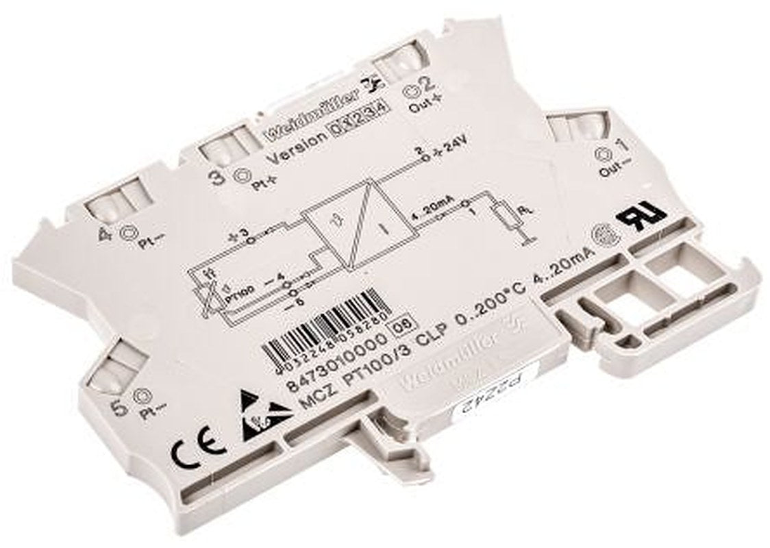 Weidmüller ACT20X Series Signal Conditioner, RTD Input, Current Output, 30V dc, 9 V dc Supply