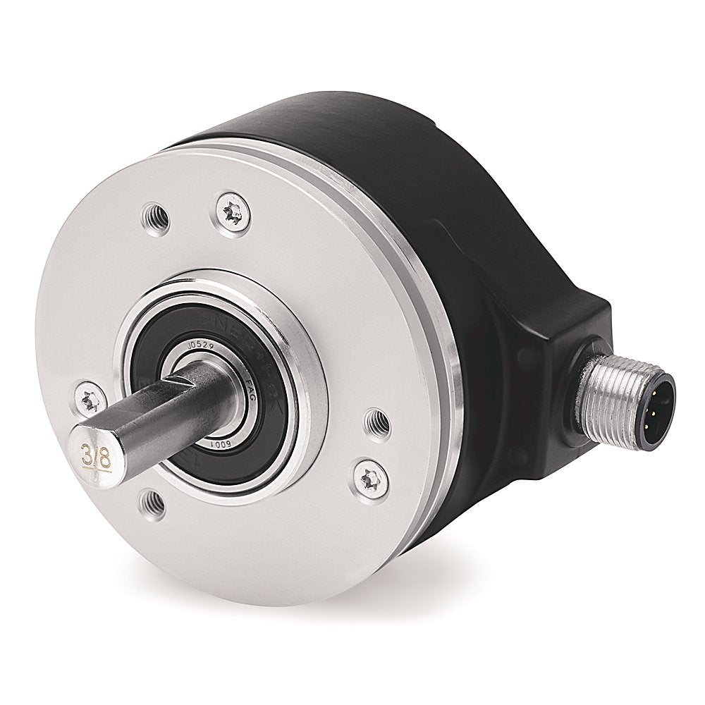 Incremental Encoder , Standard Servo Mount , 3/8 inch Diameter Shaft with Flat , 4.5-5.5 Volt Line Driver,TTL (B-Leads-A, CW, Z gated with BN) , MS Connector, 10-Pin with mating connector, 1024 Pulses per Revolution.