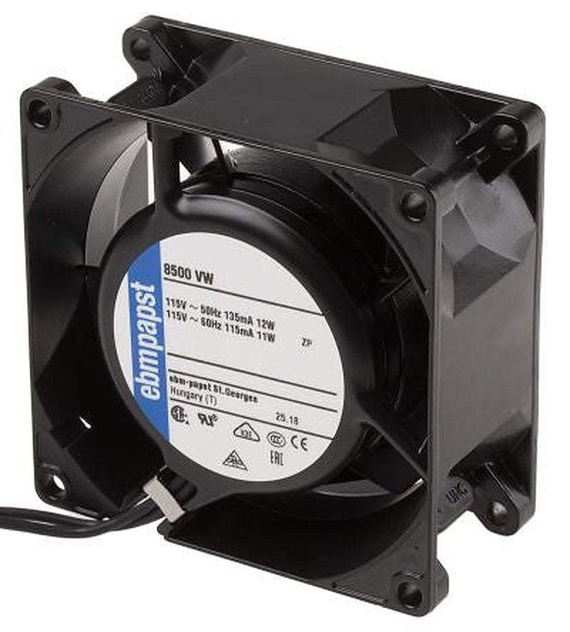 ebm-papst 8000 V Series Axial Fan, 115V ac, 50 m³/h, 12 W, IP65 80 mm, 80mm, 38 mm