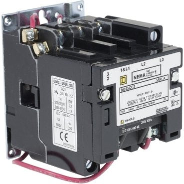 NEMA Contactor, Type S, nonreversing, Size 1, 27A, 10HP at 575VAC, 3 phase, up to 100kA, 3 pole, 208VAC coil, open [TAA] (NEMA Contactor Type S) is a Schneider Electric product. Designed for reliable performance and long service life. Available across Iraq — contact us for pricing and delivery options.