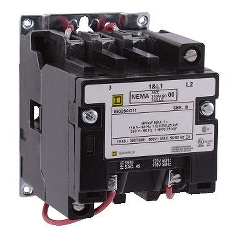 NEMA Contactor, Type S, nonreversing, Size 00, 9A, 1 HP at 230 VAC, 1 phase, up to 100 kA, 2 pole, 240 VAC coil, open [TAA] (NEMA Contactor Type S) is a Schneider Electric product. Designed for reliable performance and long service life. Available across Iraq — contact us for pricing and delivery options.