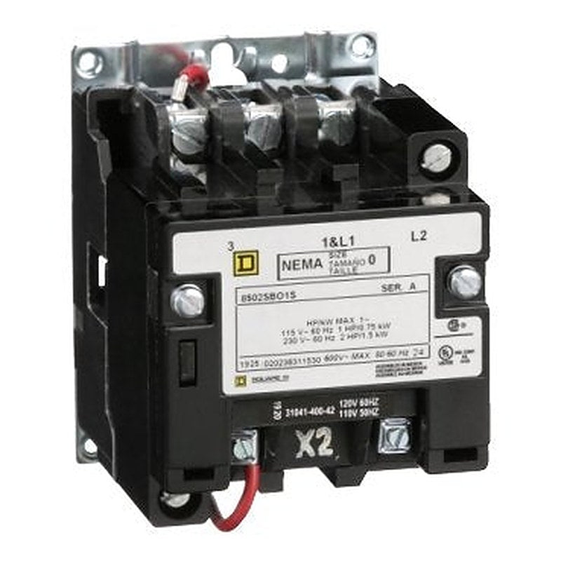 NEMA Contactor, Type S, nonreversing, Size 0, 18A, 2HP at 230VAC, 1 phase, up to 100kA, 2 pole, 120VAC coil, open [TAA] (NEMA Contactor Type S) is a Schneider Electric product. Designed for reliable performance and long service life. Available across Iraq — contact us for pricing and delivery options.
