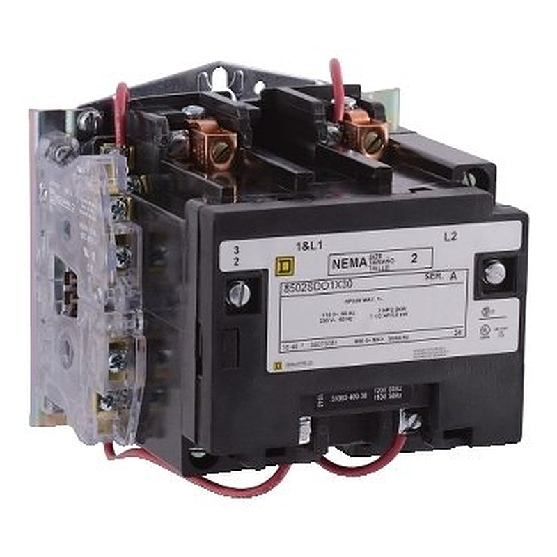 NEMA Contactor, Type S, nonreversing, Size 2, 45A, 7.5 HP at 230 VAC, 1 phase, up to 100 kA, 2 pole, 120 VAC coil, open [TAA] (NEMA Contactor Type S) is a Schneider Electric product. Designed for reliable performance and long service life. Available across Iraq — contact us for pricing and delivery options.