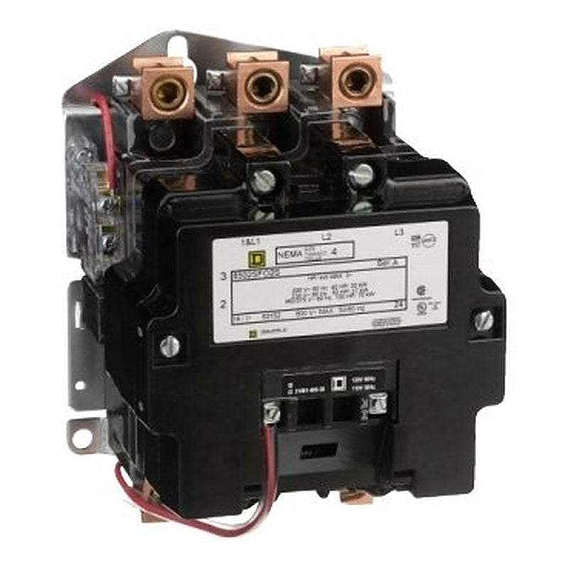 NEMA Contactor, Type S, nonreversing, Size 4, 135A, 100 HP at 575 VAC, 3 phase, up to 100 kA, 3 pole, 120 VAC coil, open [TAA] (NEMA Contactor Type S) is a Schneider Electric product. Designed for reliable performance and long service life. Available across Iraq — contact us for pricing and delivery options.
