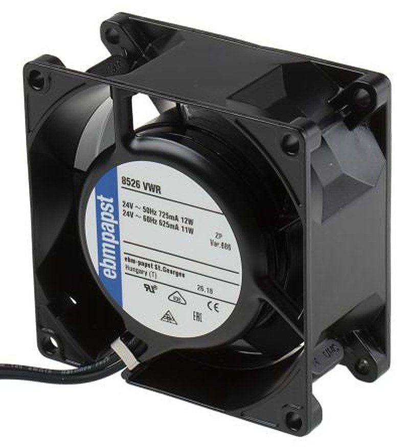 ebm-papst 8000 V Series Axial Fan, 24V ac, 47 m³/h, 12 W, IP20 80 mm, 80mm, 38 mm