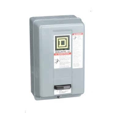 NEMA motor starter, Type S, nonreversing, Size 00, 9A, 1HP at 230VAC, 5kA SSCR, 1 phase, 2 pole, melting alloy, 120VAC coil, NEMA 1 [TAA] (NEMA motor starter Type S) is a Schneider Electric product. Designed for reliable performance and long service life. Available across Iraq — contact us for pricing and delivery options.