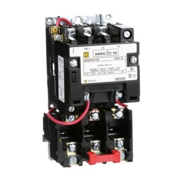 NEMA Motor Starter, Type S, nonreversing, Size 00, 9A, 2 HP at 460 VAC, 5 kA SCCR, 3 phase, 3 pole, melting alloy, 240 VAC coil, open [TAA] (NEMA Motor Starter Type S) is a Schneider Electric product. Designed for reliable performance and long service life. Available across Iraq — contact us for pricing and delivery options.