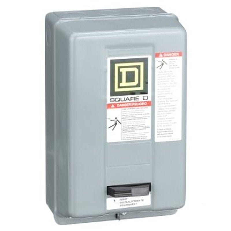 NEMA motor starter, Type S, nonreversing, Size 00, 9A, 1HP at 230VAC, 5kA SCCR, 1 phase, 2 pole, melting alloy, 120VAC coil, NEMA 1 [TAA] (NEMA motor starter Type S) is a Schneider Electric product. Designed for reliable performance and long service life. Available across Iraq — contact us for pricing and delivery options.