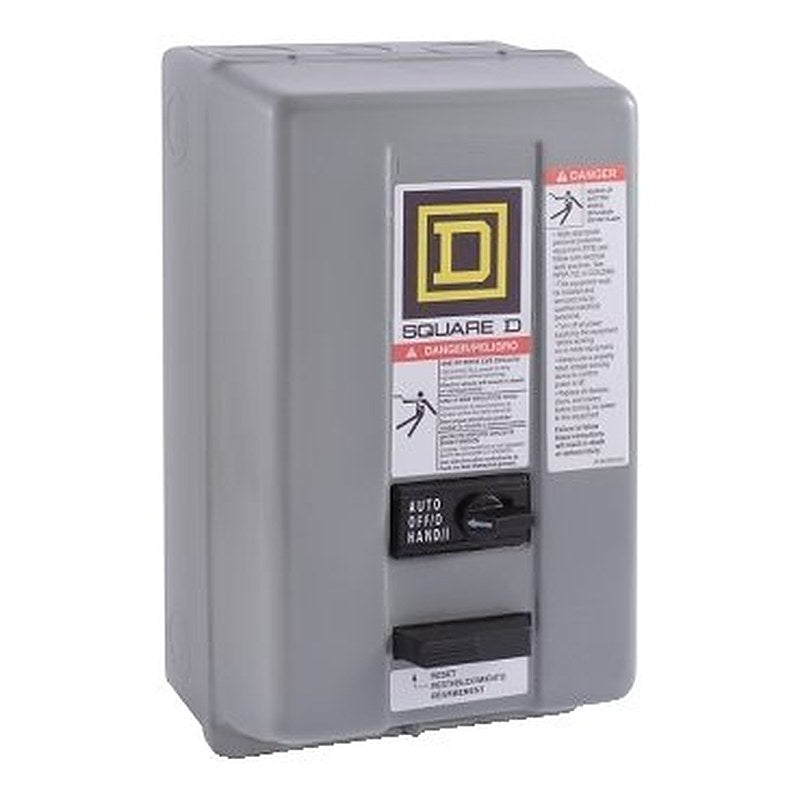 NEMA Motor Starter, Type S, nonreversing, Size 00, 9A, 1 HP at 230 VAC, 5 kA SCCR, 1 phase, 2 pole, melting alloy, 240 VAC coil, NEMA 1 [TAA] (NEMA Motor Starter Type S) is a Schneider Electric product. Designed for reliable performance and long service life. Available across Iraq — contact us for pricing and delivery options.