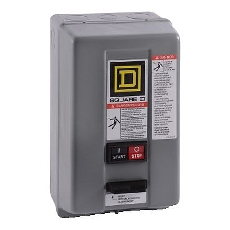 NEMA Motor Starter, Type S, nonreversing, Size 00, 9A, 2 HP at 460 VAC, 5 kA SCCR, 3 phase, 3 pole, melting alloy, 208 VAC coil, NEMA 1 [TAA] (NEMA Motor Starter Type S) is a Schneider Electric product. Designed for reliable performance and long service life. Available across Iraq — contact us for pricing and delivery options.