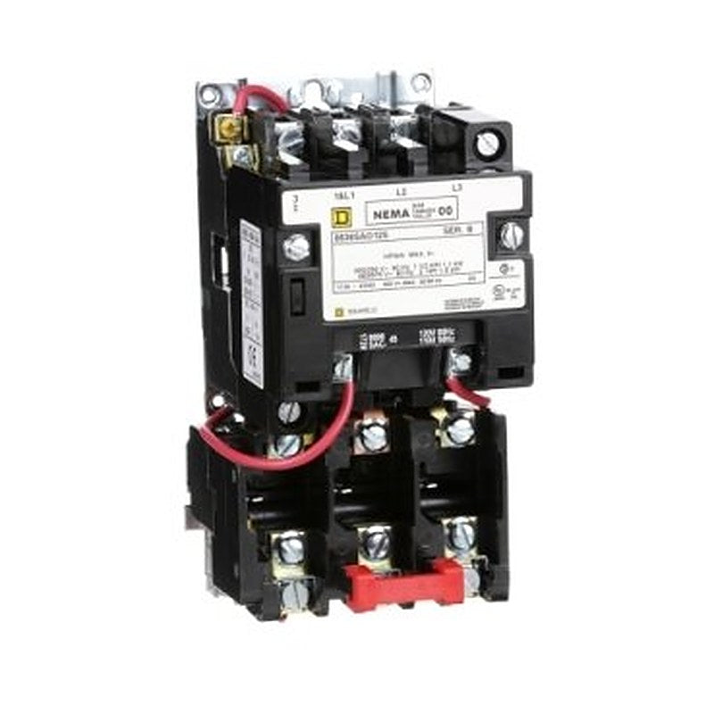 NEMA motor starter, Type S, nonreversing, Size 00, 9A, 2HP at 460VAC, 5kA SCCR, 3 phase, 3 pole, melting alloy, 120VAC coil, open [TAA] (NEMA motor starter Type S) is a Schneider Electric product. Designed for reliable performance and long service life. Available across Iraq — contact us for pricing and delivery options.