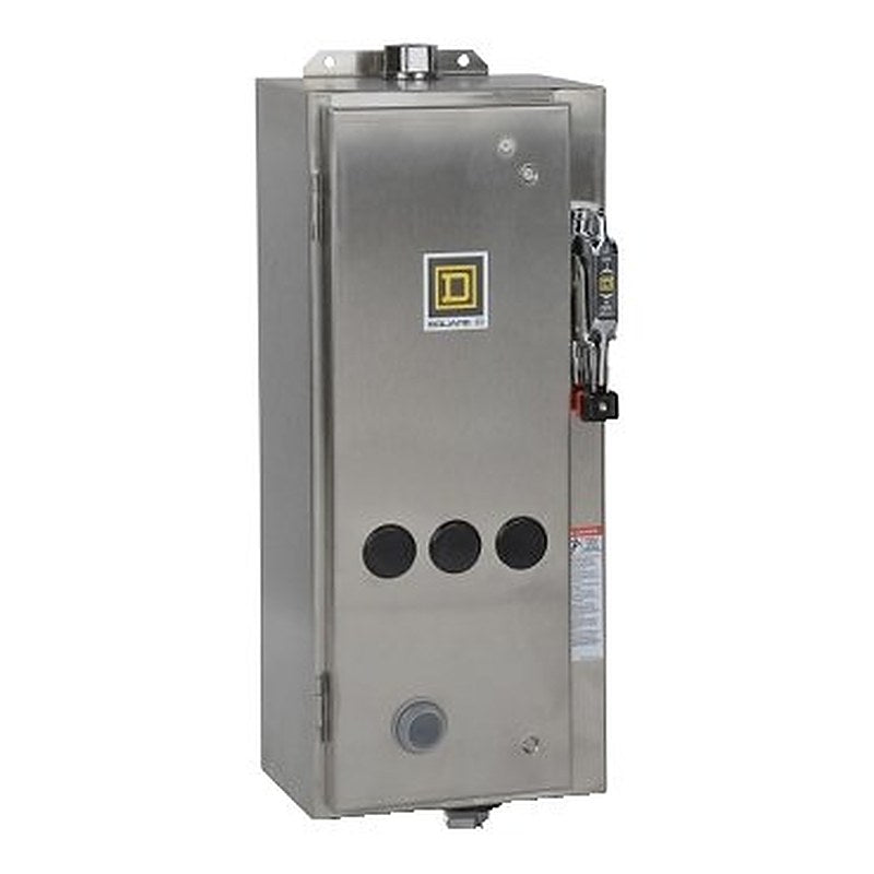 NEMA Combination Starter, Type S, nonfusible disconnect, Size 0, 18A, 5 HP at 600 VAC polyphase, 600 VAC coil, NEMA 4/4X [TAA] (NEMA Combination Starter Type S) is a Schneider Electric product. Designed for reliable performance and long service life. Available across Iraq — contact us for pricing and delivery options.