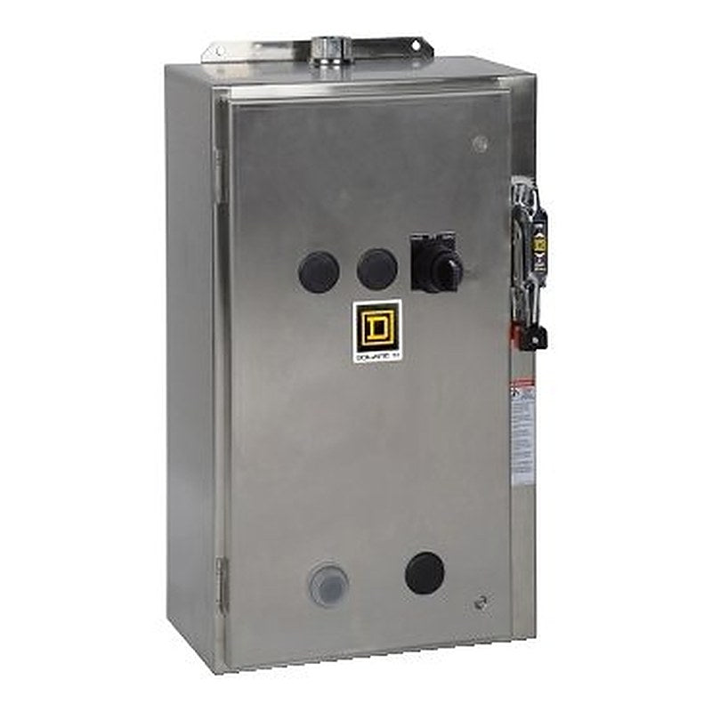 NEMA Combination Starter, Type S, 30A fusible disconnect, Size 0, 18A, 3 HP at 240 VAC polyphase, 120VAC coil, NEMA 4/4X [TAA] (NEMA Combination Starter Type S) is a Schneider Electric product. Designed for reliable performance and long service life. Available across Iraq — contact us for pricing and delivery options.