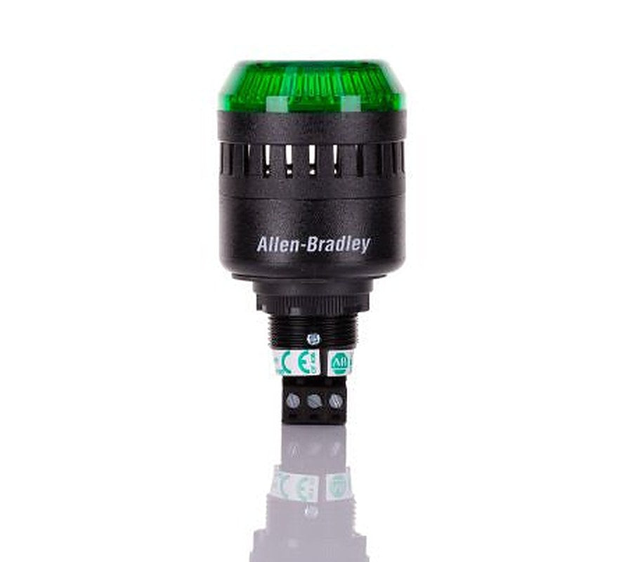 Allen Bradley 855PC Series Green Sounder-Beacon Combination, IP56, IP65 240V ac Panel Mount 98 dB @ 1m