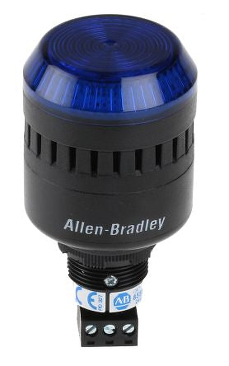 Allen Bradley 855PC Series Blue Sounder-Beacon Combination, IP56, IP65 24V ac/dc Panel Mount 98 dB @ 1m