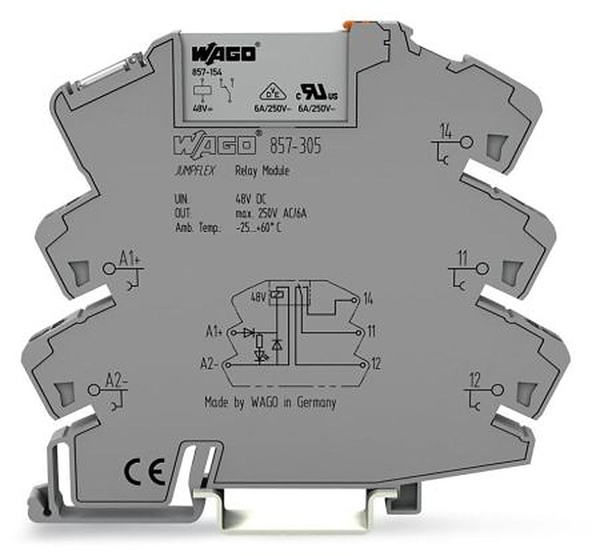 WAGO 857 Series Relay Module, DIN Rail, 48V dc Coil, SPDT, 7mA